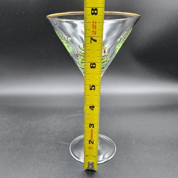 Spode Christmas Tree Martini Cocktail Estate Glass Stemware Santa Read - Picture 2 of 15